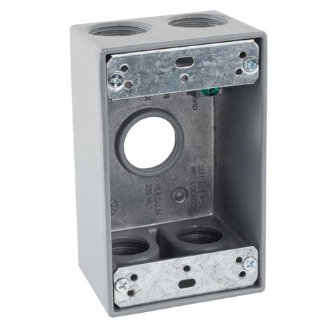 commercial electric 3/4 in. gray 1-gang 5-holes weatherproof box|Weatherproof Boxes .